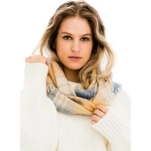Plaid Infinity Scarf - Camel